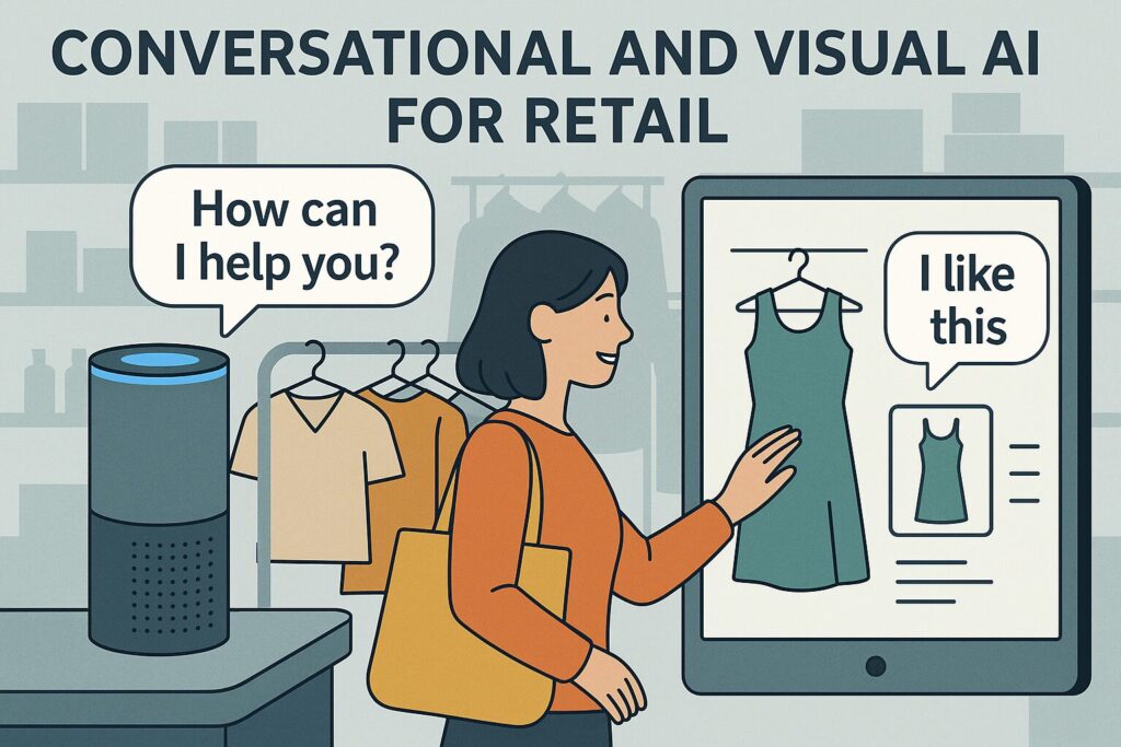 Retail customer interacting with conversational AI for retail support.