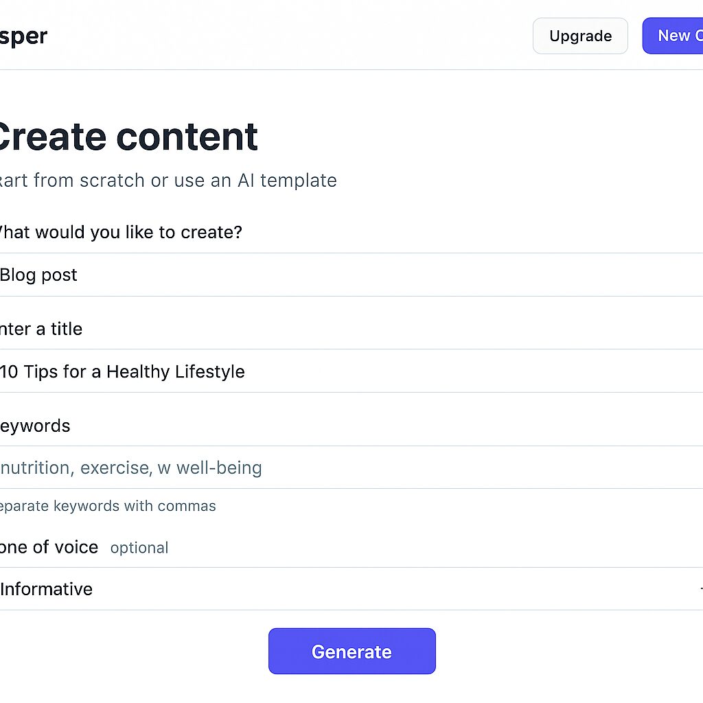 Designer using Jasper AI to generate marketing content